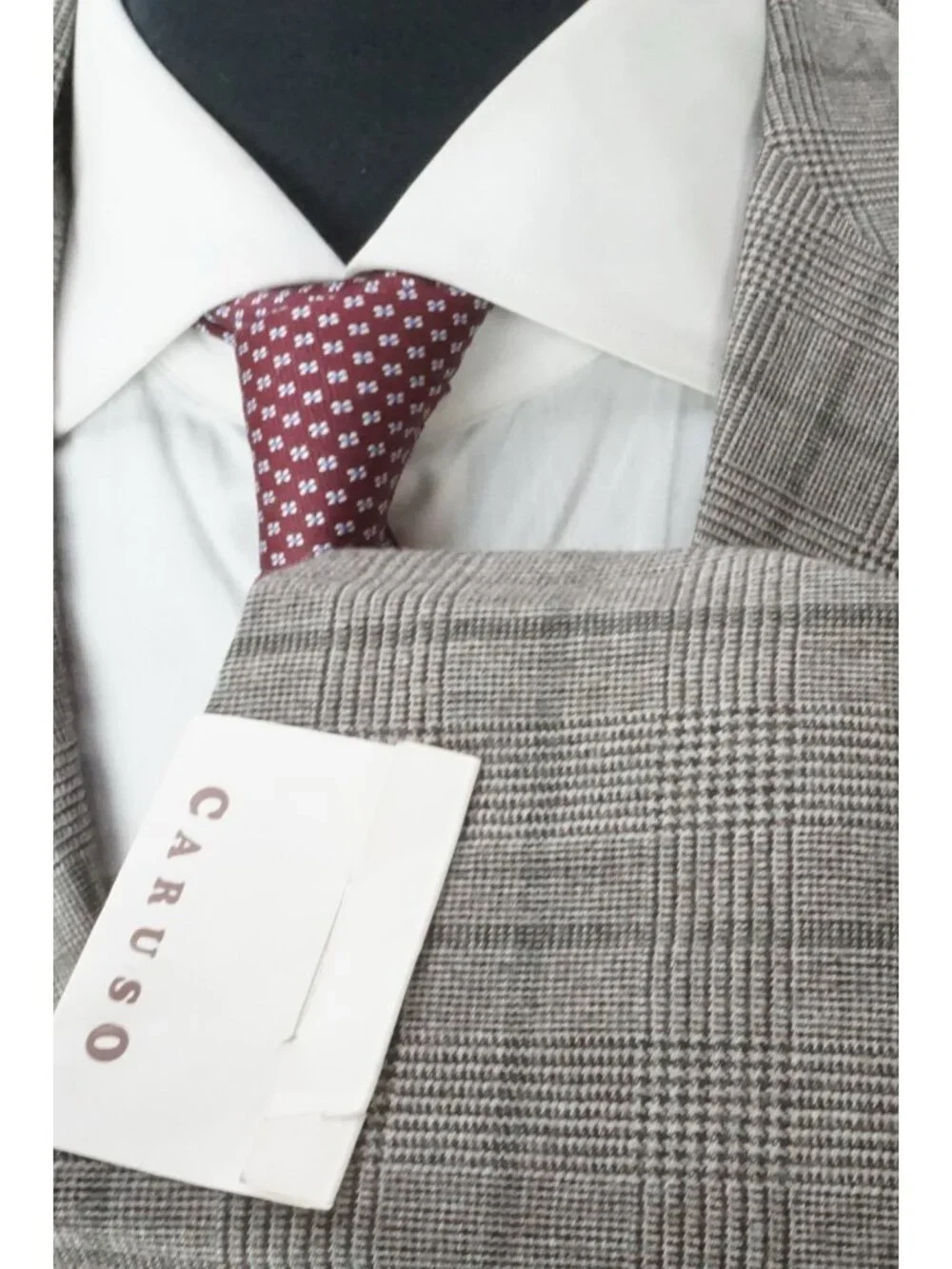 Caruso Gray Brown Plaid Flannel S110s Wool 2 Pc Suit Jacket Pant 42 US NEW